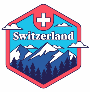 Switzerland Hexagon with mountains and cross
